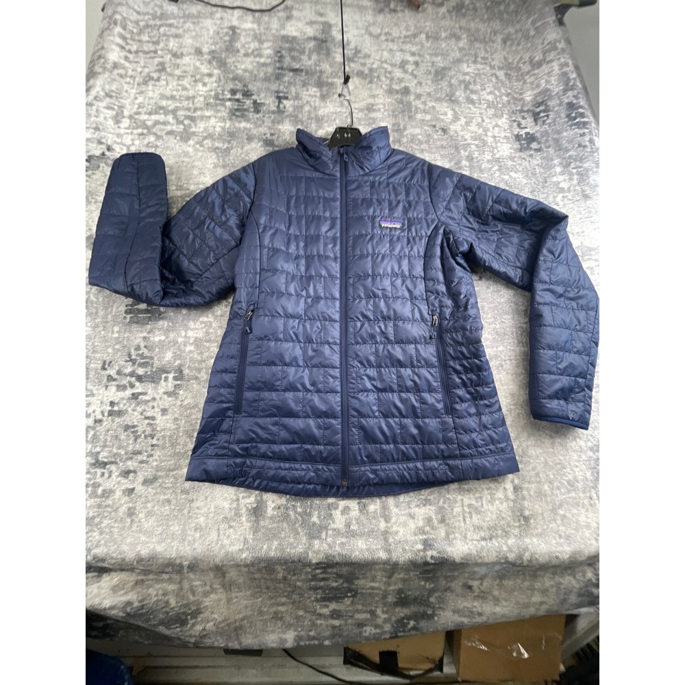 Patagonia Nano Puff Jacket Womens L Dark Blue Quilted Full Zip Insulated